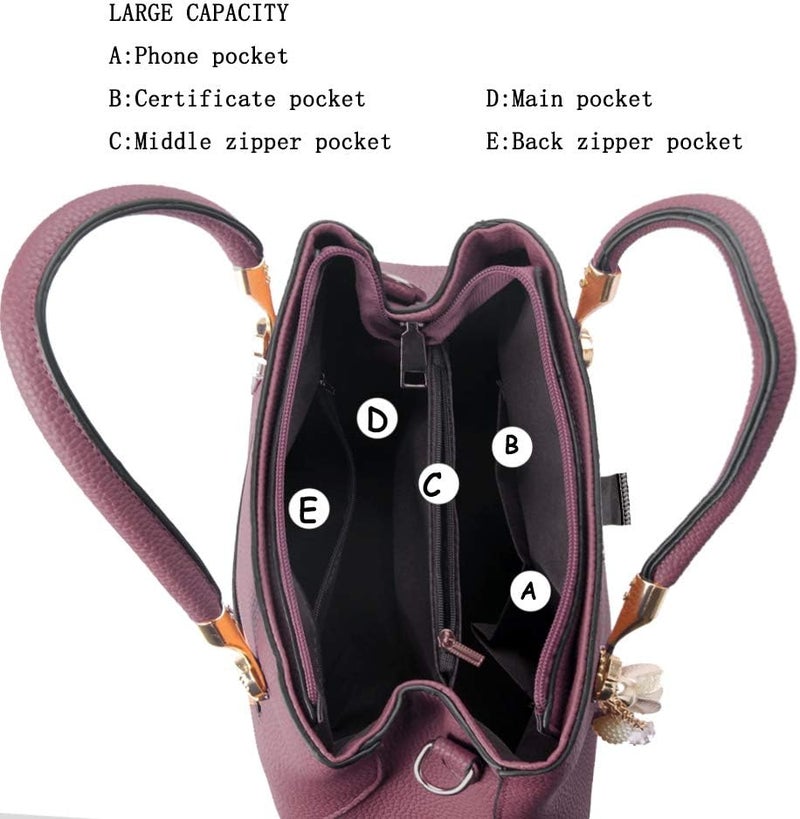 Jeniulet Purses and Handbags for Women Fashion Ladies PU Leather Top Handle Satchel Shoulder Tote Bags - Image 5