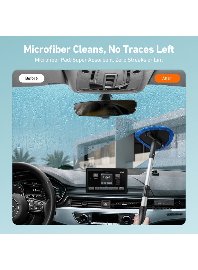 أسترواي أداة تنظيف الزجاج الأمامي AstroAI ، مجموعة تنظيف التفاصيل الداخلية للسيارات مع مقبض قابل للتوسع و 4 وسائد الألياف الدقيقة القابلة لإعادة الاستخدام عالية الكثافة ، مجموعة فرشاة مسح الزجاج السيارات ، أزرق ، 15.9in-21in - Image 4
