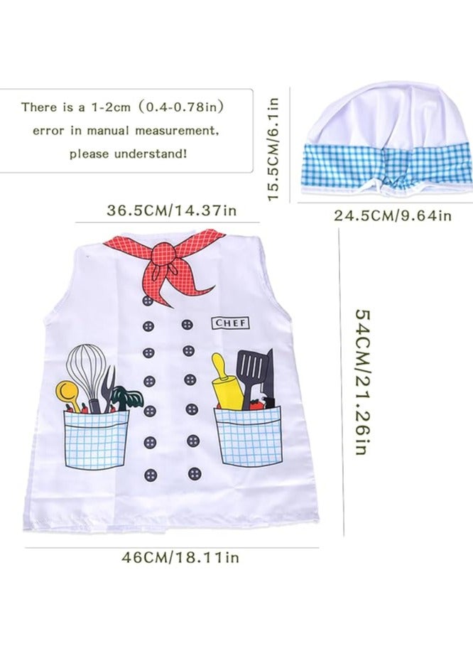 Kids Chef Costume Set, White Kitchen Uniform with Hat, Cooking Dress Up Outfit for Ages 3-8 - Image 2