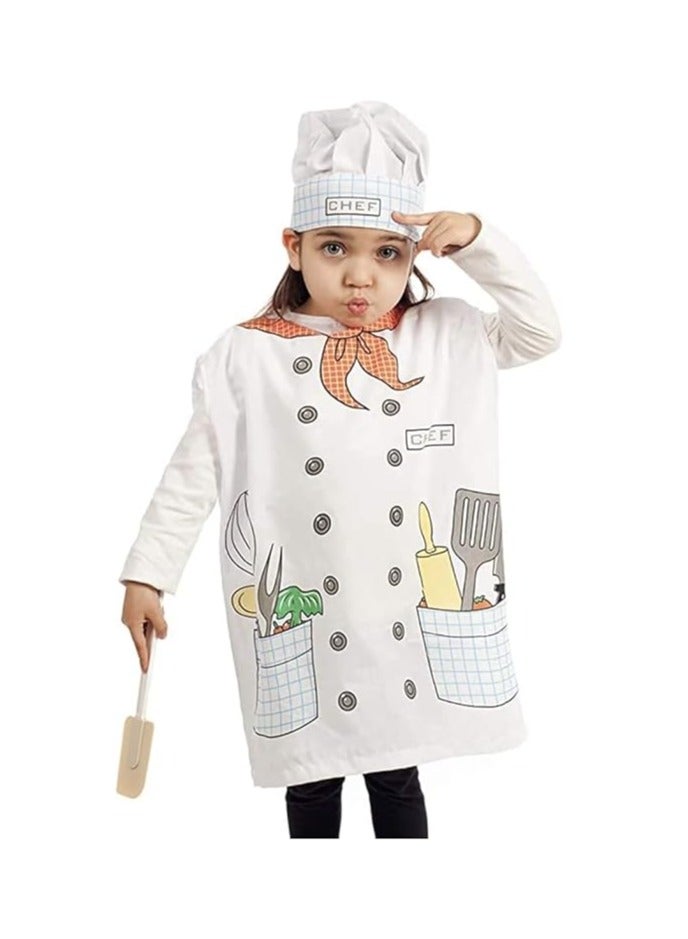 Kids Chef Costume Set, White Kitchen Uniform with Hat, Cooking Dress Up Outfit for Ages 3-8 - Image 4