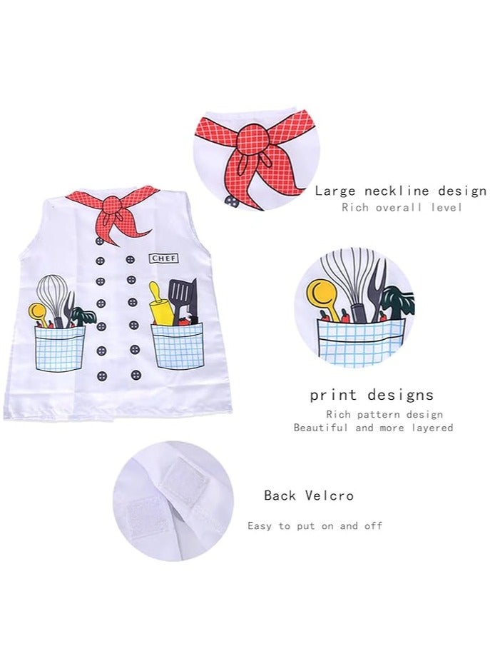 Kids Chef Costume Set, White Kitchen Uniform with Hat, Cooking Dress Up Outfit for Ages 3-8 - Image 3