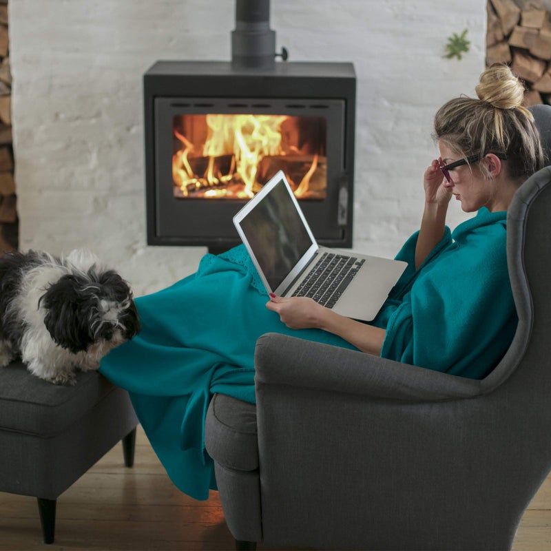 Bedford Home Chenille Throw Blanket- For Couch, Home DÃ©cor, Bed, Sofa & Chair-Oversized 60â€ x 70â€- Lightweight, 5â€ Fringe, Ultra-Soft & Shiny in Lagoon Teal by Bedford Home - Image 4