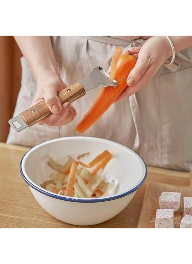 Happy Home Multifunctional peeler for fruits, vegetables and cheese made of stainless steel with a wooden handle  - Image 3
