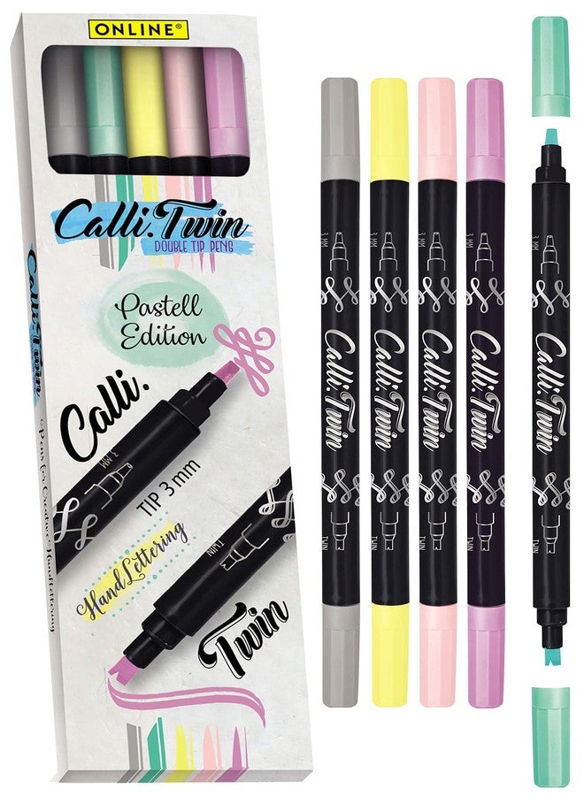 Online Calligraphy Twin double tip pens Pastel Edition Set of 5 - Image 1