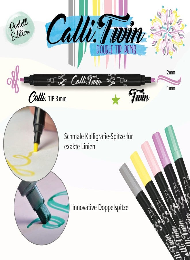 Online Calligraphy Twin double tip pens Pastel Edition Set of 5 - Image 3