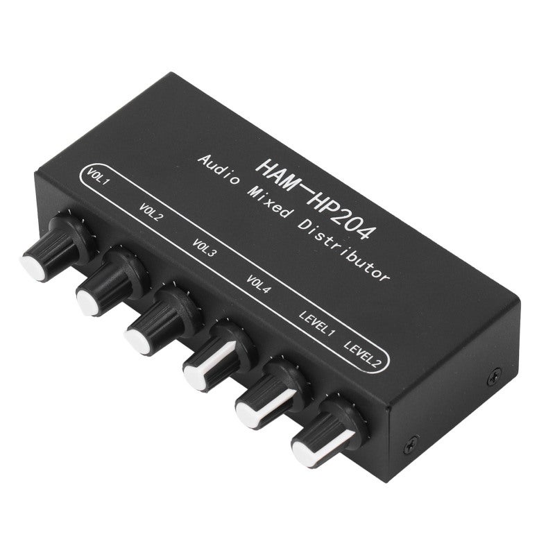 Stereo Mixer 2-In 4-Out Mini Stereo Line Mixer - 5x Amplification 4 Channel Stereo Line Mixer Distributor with Independent Control for Desktop Sound Systems - Image 4