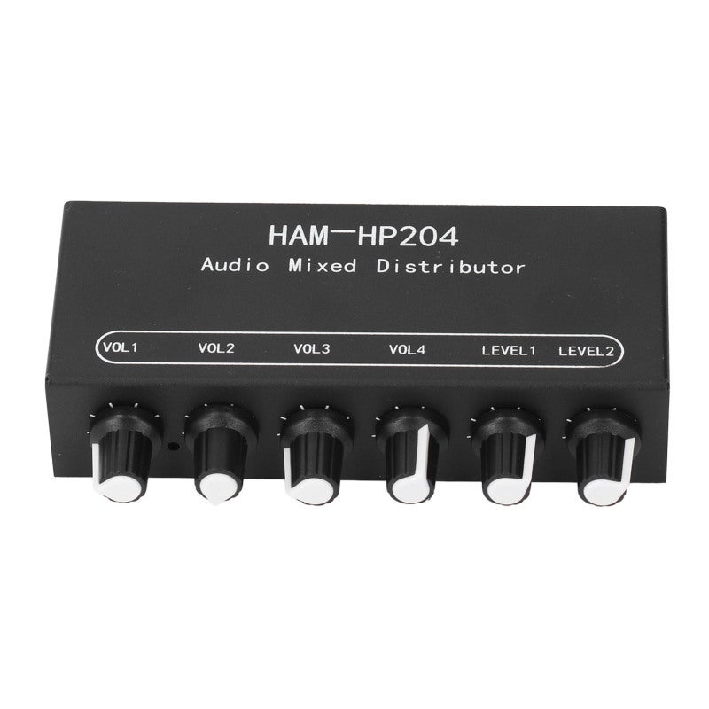 Stereo Mixer 2-In 4-Out Mini Stereo Line Mixer - 5x Amplification 4 Channel Stereo Line Mixer Distributor with Independent Control for Desktop Sound Systems - Image 5