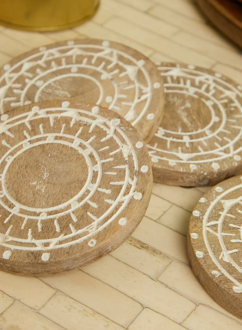 AURORA Set Of 4 Round Wooden Coasters