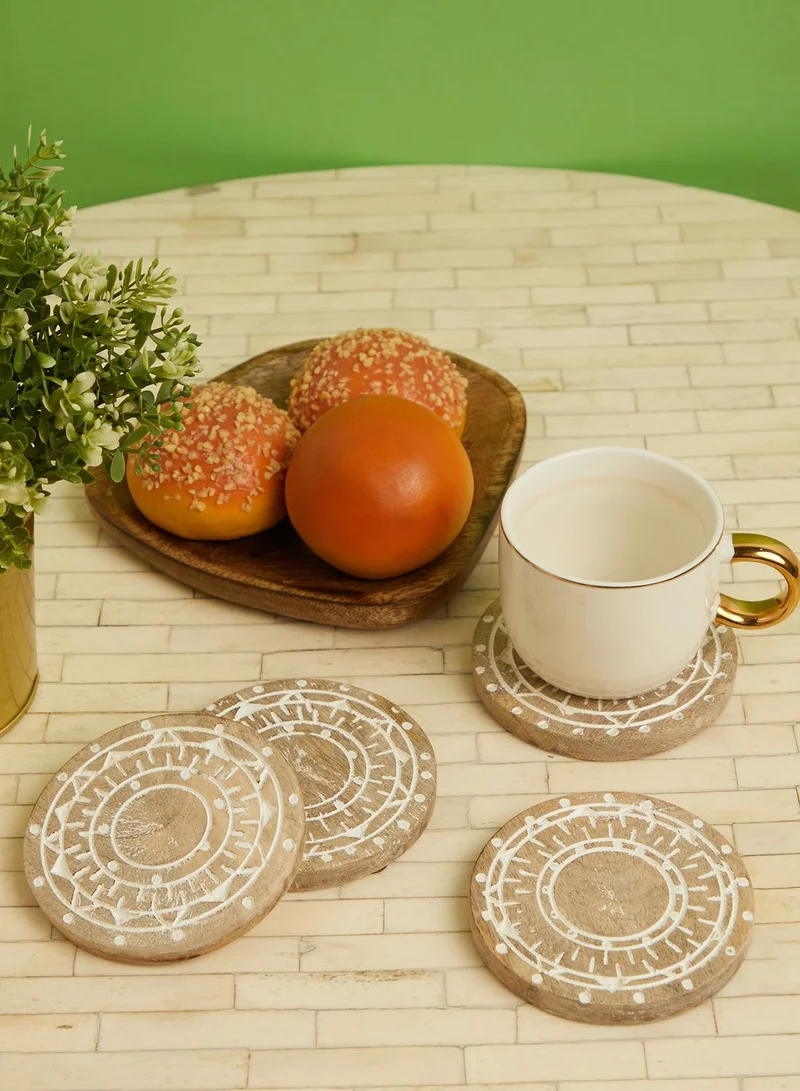 AURORA Set Of 4 Round Wooden Coasters