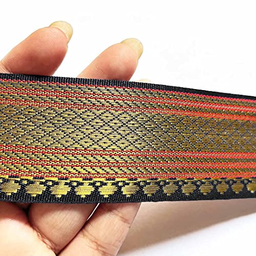 Adikala Maroon & Golden Zari Color Weaving Border 3-in-One Suitable for Home Furnishing, Crafting, Suit, Lehenga, Saree & Dupatta etc 9-Meter 1.5 inches - Image 1