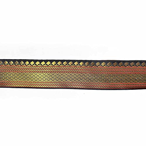 Adikala Maroon & Golden Zari Color Weaving Border 3-in-One Suitable for Home Furnishing, Crafting, Suit, Lehenga, Saree & Dupatta etc 9-Meter 1.5 inches - Image 2