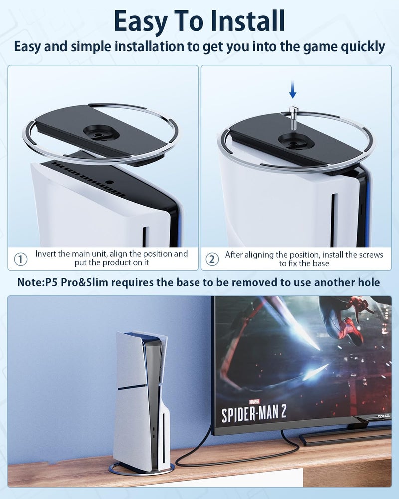 DUXICEPIN Vertical Stand for P5 PRO/ P5/P5 Slim Console, Non-Slip Base Stand Replacement for P5 PRO and for Play 5 Console with Screw, Minimalist Design - Image 4