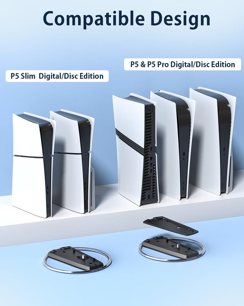 DUXICEPIN Vertical Stand for P5 PRO/ P5/P5 Slim Console, Non-Slip Base Stand Replacement for P5 PRO and for Play 5 Console with Screw, Minimalist Design - Image 2