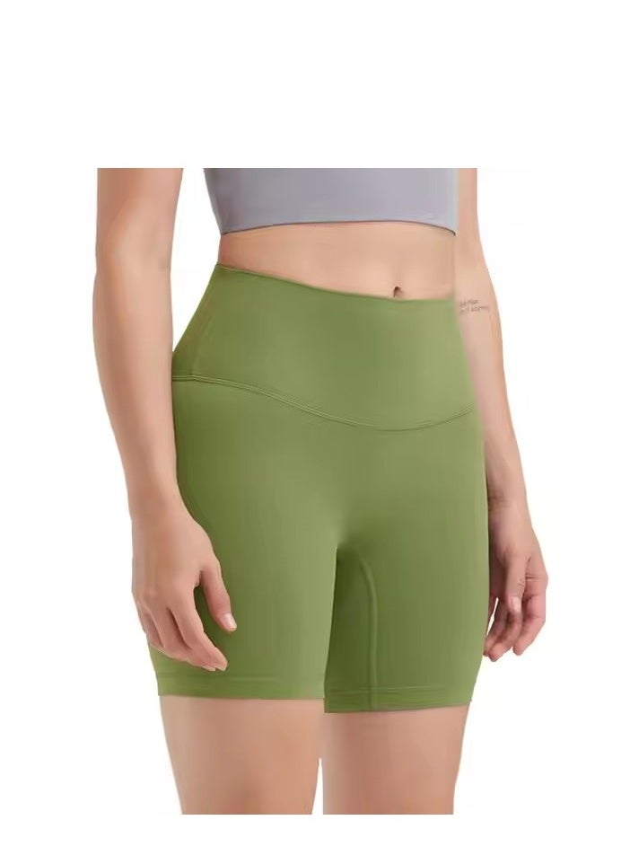 Generic - Yoga shorts, high waisted tight sports pants, women's polyester quick drying pants, breathable and moisture absorbing, suitable for gym training, running and cycling, green - Image 1
