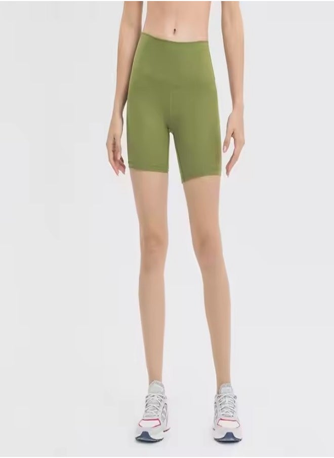 Generic - Yoga shorts, high waisted tight sports pants, women's polyester quick drying pants, breathable and moisture absorbing, suitable for gym training, running and cycling, green - Image 1