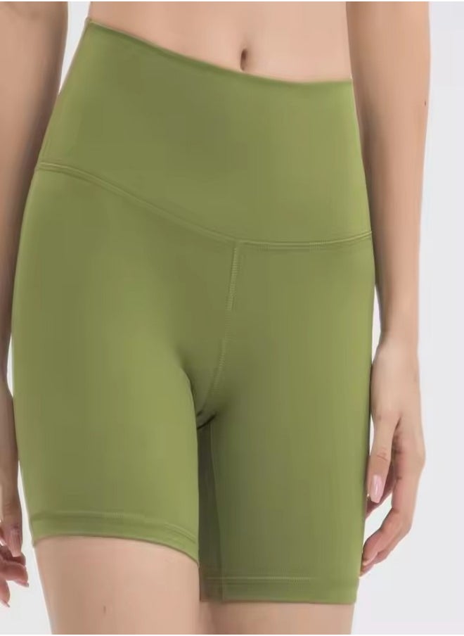 Generic - Yoga shorts, high waisted tight sports pants, women's polyester quick drying pants, breathable and moisture absorbing, suitable for gym training, running and cycling, green - Image 1