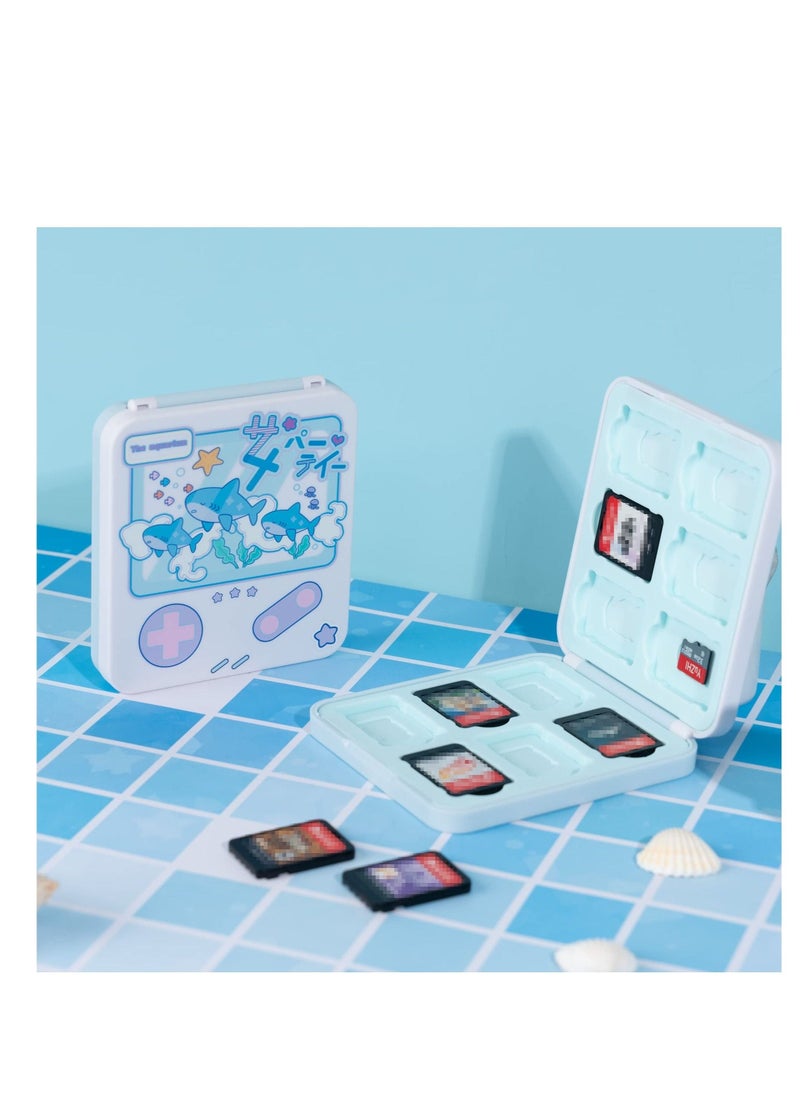 Excefore - Switch Game Card Storage Box, Portable Carrying Storage Travel Box with 12 Game Card Slots, Suitable for Nintendo Switch Game Card (Shark Party) - Image 1