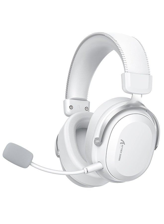 Attack Shark L30Pro Wireless Gaming Headset with 2.4Ghz/BT/Wired, Long Battery Life with Detachable Microphone 7.1 Surround Sound Ultra-Low Latency for PC/PS5/Xbox/Switch/Mobile -White - Image 1
