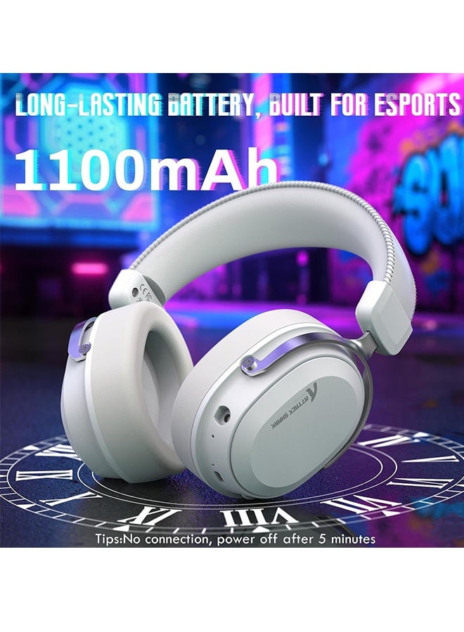 Attack Shark L30Pro Wireless Gaming Headset with 2.4Ghz/BT/Wired, Long Battery Life with Detachable Microphone 7.1 Surround Sound Ultra-Low Latency for PC/PS5/Xbox/Switch/Mobile -White - Image 2
