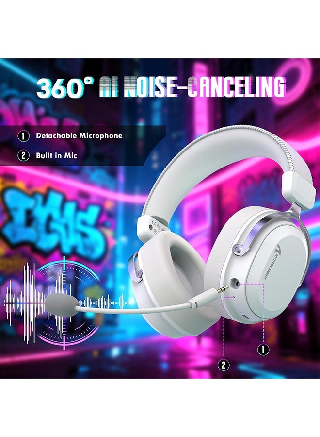 Attack Shark L30Pro Wireless Gaming Headset with 2.4Ghz/BT/Wired, Long Battery Life with Detachable Microphone 7.1 Surround Sound Ultra-Low Latency for PC/PS5/Xbox/Switch/Mobile -White - Image 4