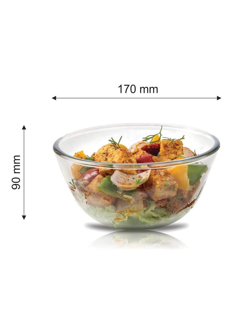 BLISS START BLISS START Borosilicate Glass Mixing Bowl and Serving Bowl Micro Wave Oven Safe 1000ml Set of 1 Piece Transparent Clear  - Image 4