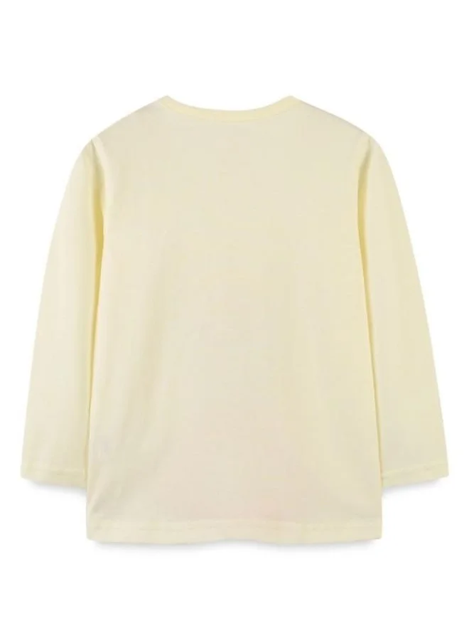 YUNIQEE Off White Printed Long Sleeve Crew Neck T-Shirt