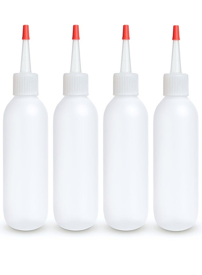 BRIGHTFROM Squeeze Bottles SET - 4 OZ Empty Plastic Containers for Dressing, Sauces & Condiments | Leak Proof, BPA Free, Refillable | Red Top - Pack of 4 - Image 1