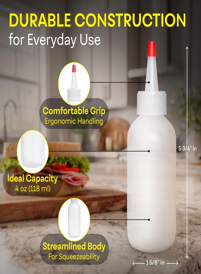 BRIGHTFROM Squeeze Bottles SET - 4 OZ Empty Plastic Containers for Dressing, Sauces & Condiments | Leak Proof, BPA Free, Refillable | Red Top - Pack of 4 - Image 3