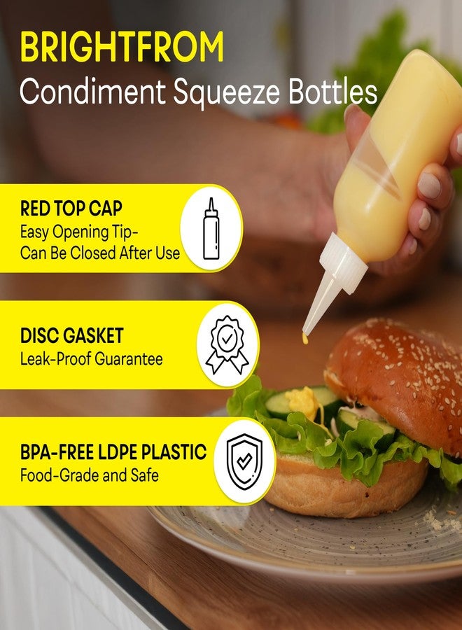 BRIGHTFROM Squeeze Bottles SET - 4 OZ Empty Plastic Containers for Dressing, Sauces & Condiments | Leak Proof, BPA Free, Refillable | Red Top - Pack of 4 - Image 2