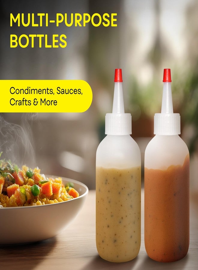 BRIGHTFROM Squeeze Bottles SET - 4 OZ Empty Plastic Containers for Dressing, Sauces & Condiments | Leak Proof, BPA Free, Refillable | Red Top - Pack of 4 - Image 4