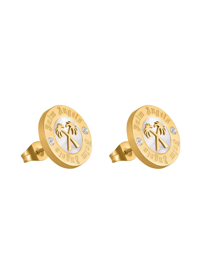 بالم انجلز Identita Yellow Gold Plated Stainless Steel Stud Earrings for Women