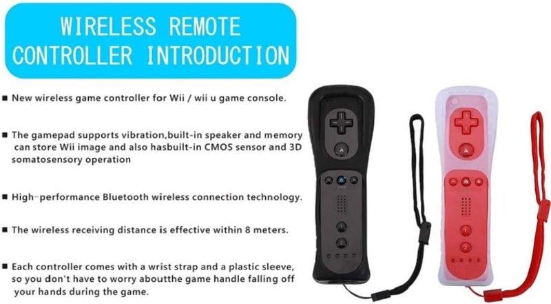 ZeroStory 2 Packs Wireless Controller and Nunchuck for Wii and Wii U Console, Gamepad with Silicone Case and Wrist Strap (Black and Red) - Image 5