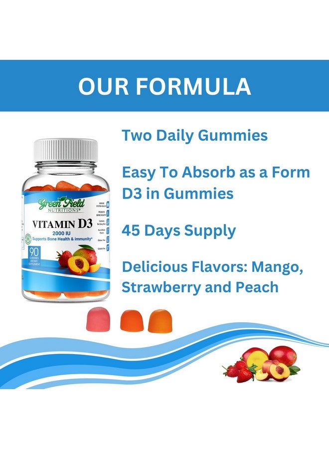 GREEN FIELD NUTRITIONS Greenfield Nutritions Halal Vitamin D3 Gummies for Adults - 2000 IU (50 mcg), 90 Gummy Halal Vitamins - Non-GMO Gluten Gelatin Free Vegetarian Halal Vitamin D - Supports Bone Heart & Immune Health  - Image 4