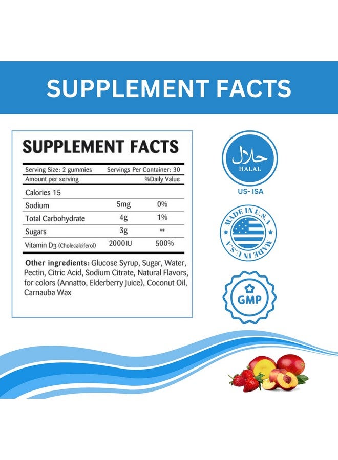 GREEN FIELD NUTRITIONS Greenfield Nutritions Halal Vitamin D3 Gummies for Adults - 2000 IU (50 mcg), 90 Gummy Halal Vitamins - Non-GMO Gluten Gelatin Free Vegetarian Halal Vitamin D - Supports Bone Heart & Immune Health  - Image 5