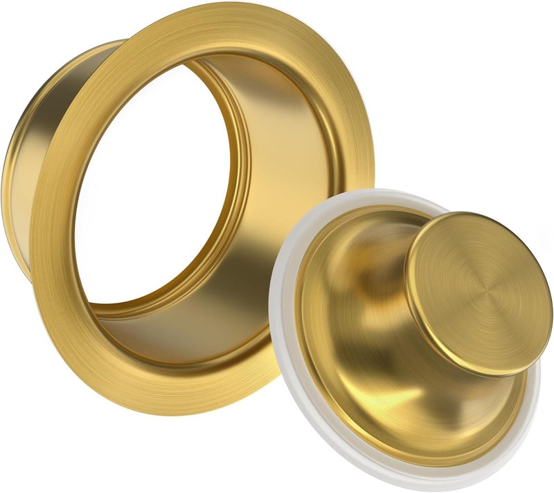 Exakey Garbage Disposal Flange and Stopper for Kitchen Sink,Sink Drain Flange with Stopper for Garbage Disposal Stainless Steel Fit Universal 3-1/2 Inch Standard Sink Drain Opening Brushed Gold - Image 3