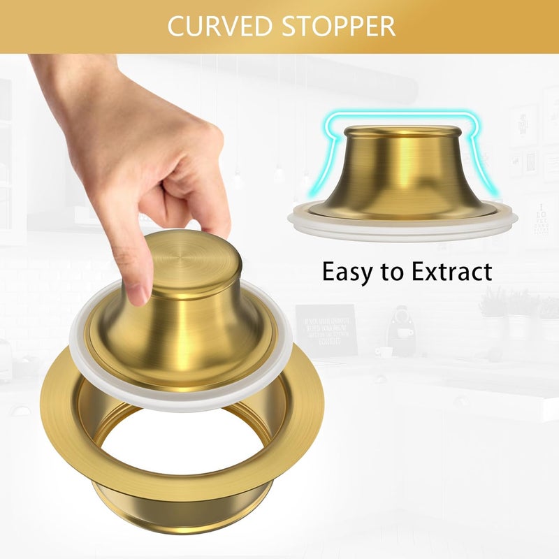 Exakey Garbage Disposal Flange and Stopper for Kitchen Sink,Sink Drain Flange with Stopper for Garbage Disposal Stainless Steel Fit Universal 3-1/2 Inch Standard Sink Drain Opening Brushed Gold - Image 4