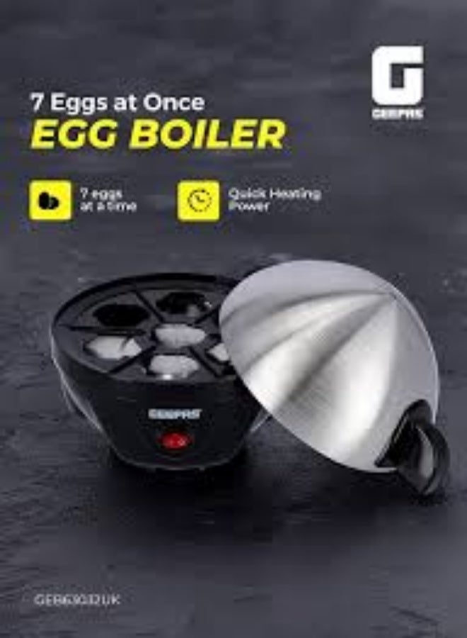 Egg Boiler, PP & SS Boiler, 7 Eggs at Once, GEB63032UK, Food Grade Stainless Steel Material, Power Lights & Automatic Buzzer, Soft/ Medium/ Hard Degree, Quick Healthy And Hassle Free, Steamer Function 350 W GEB63032UK Black & Silver - Image 2