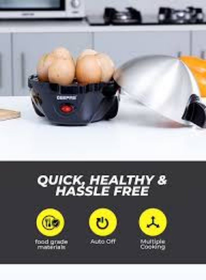Egg Boiler, PP & SS Boiler, 7 Eggs at Once, GEB63032UK, Food Grade Stainless Steel Material, Power Lights & Automatic Buzzer, Soft/ Medium/ Hard Degree, Quick Healthy And Hassle Free, Steamer Function 350 W GEB63032UK Black & Silver - Image 3