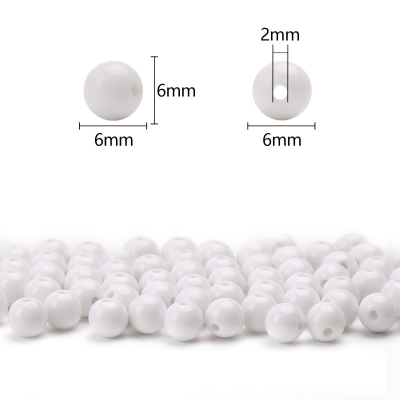 BONNY BOXX 1000Pcs 6Mm Smooth White Acrylic Round Beads  Round Acrylic Balls Gumball Beads  Bubblegum Beads Chunky Beads  Plastic Resin Beads For Necklace And Bracelet Making  Crafting Supplies - Image 3