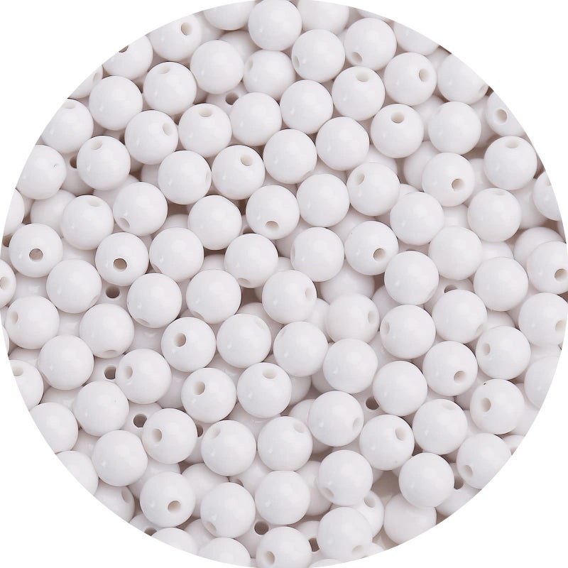 BONNY BOXX 1000Pcs 6Mm Smooth White Acrylic Round Beads  Round Acrylic Balls Gumball Beads  Bubblegum Beads Chunky Beads  Plastic Resin Beads For Necklace And Bracelet Making  Crafting Supplies - Image 1
