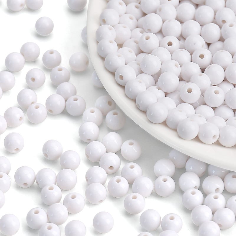 BONNY BOXX 1000Pcs 6Mm Smooth White Acrylic Round Beads  Round Acrylic Balls Gumball Beads  Bubblegum Beads Chunky Beads  Plastic Resin Beads For Necklace And Bracelet Making  Crafting Supplies - Image 2