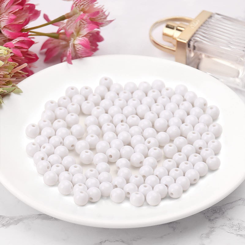 BONNY BOXX 1000Pcs 6Mm Smooth White Acrylic Round Beads  Round Acrylic Balls Gumball Beads  Bubblegum Beads Chunky Beads  Plastic Resin Beads For Necklace And Bracelet Making  Crafting Supplies - Image 5