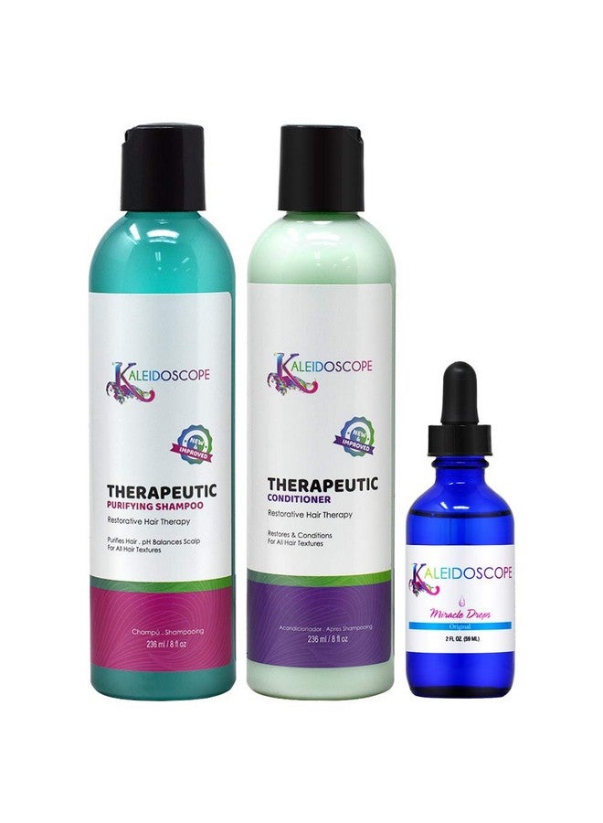 كلايدوسكوب مجموعة شامبو علاجي 8 أونصة، وبلسم 8 أونصة، وقطرات ميراكل 2 أونصة