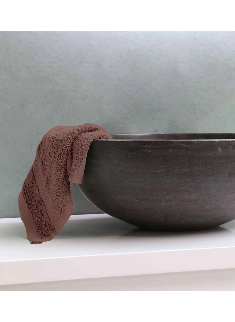 1Chase Luxury Cotton Face Towel - Large Hotel Spa Bathroom Face Towel Set of 12 Brown