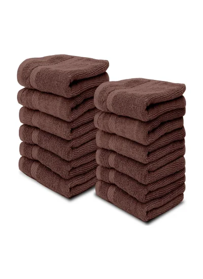 1 تشيس Luxury Cotton Face Towel - Large Hotel Spa Bathroom Face Towel Set of 12 Brown