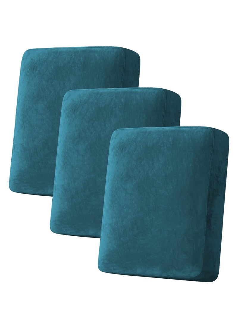 H.VERSAILTEX HVERSAILTEX Velvet Stretch Couch Cushion Cover Plush Cushion Slipcover for Chair Loveseat Sofa Cushion Furniture Protector Seat Cushion Sofa Cover 3 Piece Sofa Cushion Covers Deep Teal 
