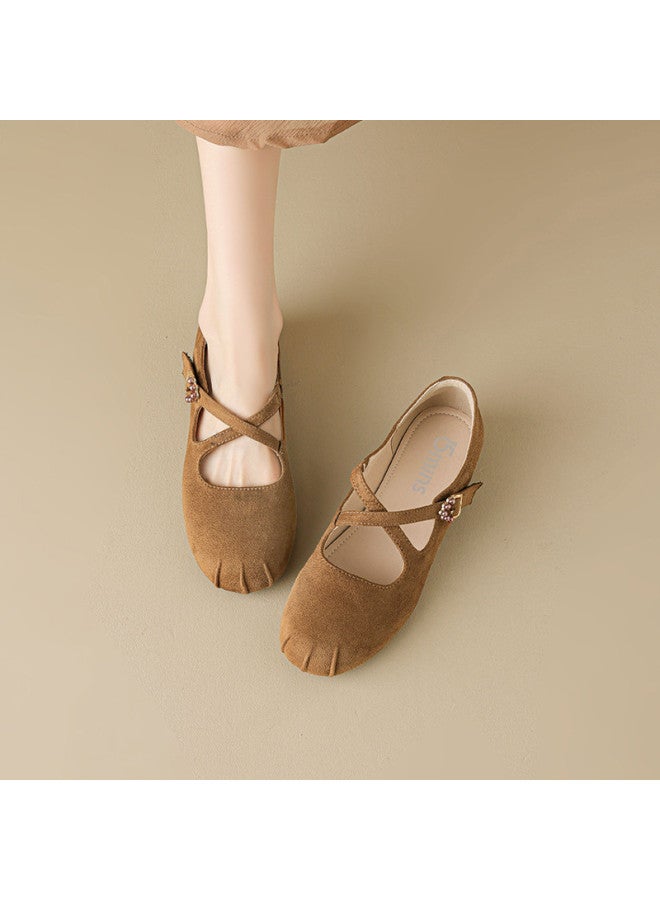 15MINS French Retro Mary Jane Shoes 2025 New Elegant Cross Strap Ballet Flats Soft Sole Comfortable Commuter Women's Shoes - Image 3