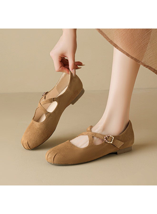 15MINS French Retro Mary Jane Shoes 2025 New Elegant Cross Strap Ballet Flats Soft Sole Comfortable Commuter Women's Shoes - Image 4