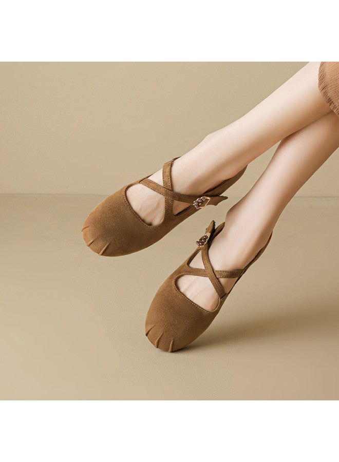 15MINS French Retro Mary Jane Shoes 2025 New Elegant Cross Strap Ballet Flats Soft Sole Comfortable Commuter Women's Shoes - Image 2