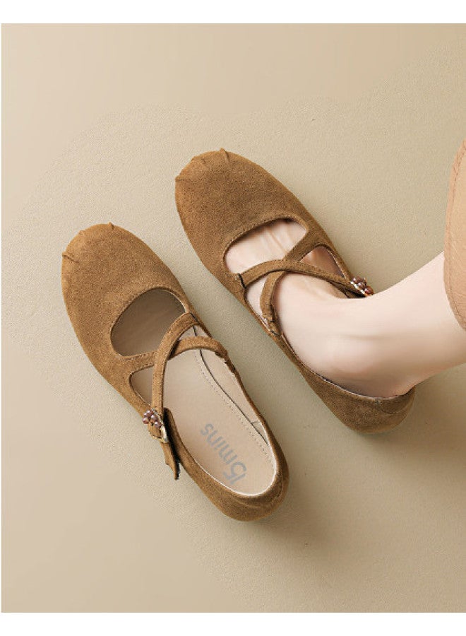 15MINS French Retro Mary Jane Shoes 2025 New Elegant Cross Strap Ballet Flats Soft Sole Comfortable Commuter Women's Shoes - Image 1